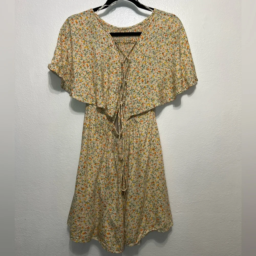 Free People Florence Floral Lace-Up Back Mini Dress Size Small - Picture 3 of 8